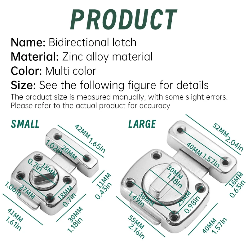 Home Security Latch Rotate Bolt Latch Gate Latches Door Slide Lock Twist Rotating Barrel Lock door latch Bathroom Toilet Door