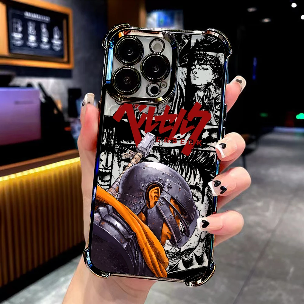 Cool Anime Berserk Plating Anti-Fall Airbag Phone Case