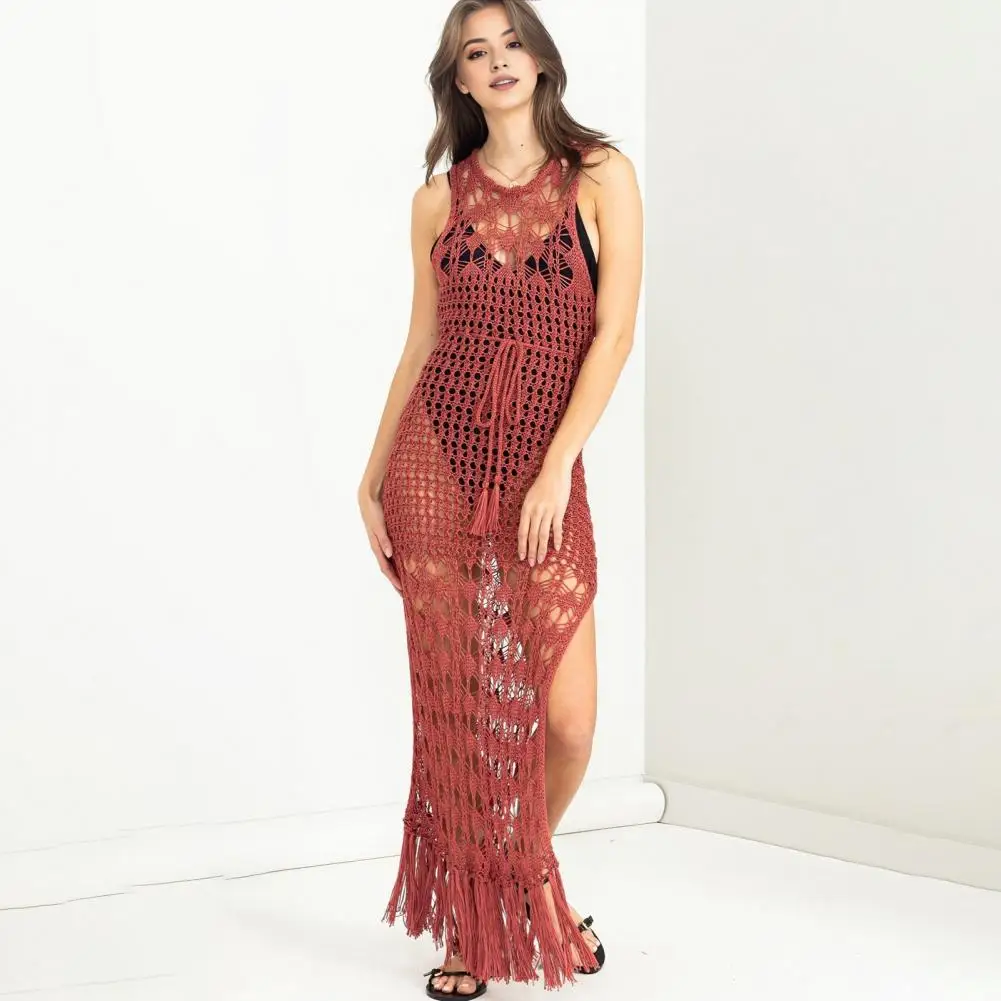 

Quick-drying Cover Up Dress Stylish Hollow Knitted Beach Cover Up Dress Crochet Swimsuit Coverup Summer for Women for Beach