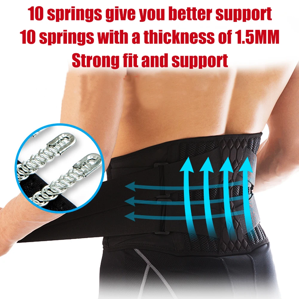 BraceTop Sports Waist Support Belt Strong Lower Back Brace Support Corset Belt Lumbar Trainer Sweat Slim Waist Pain Relief