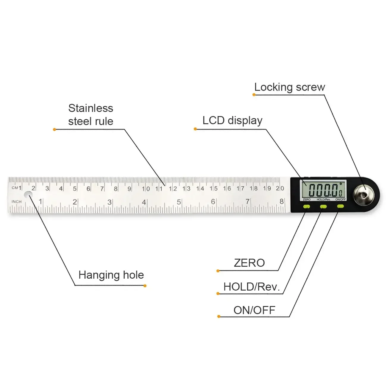 200/300mm Digital Protractor Inclinometer Angle Finder Level Measuring Instrument Digital Goniometer Angle Ruler 2