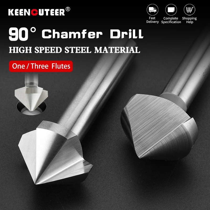 Countersunk Drill Bit High-Speed Steel Straight-Shank 90-Degree Chamfering Bit Triple/Single Edge Countersink Screw Deburring Drill 1/5/10 Pcs Set