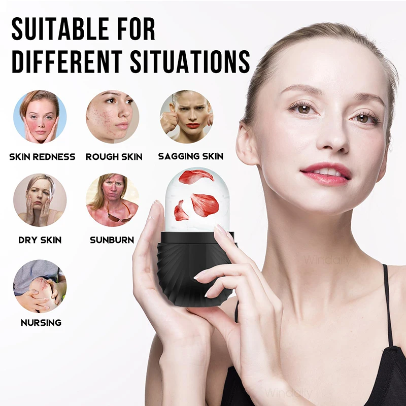 Silicone Ice Roller Face Eye Reusable Ice Cube Facial Roller Ice Mold Skin Care For Shrink Pores Anti Wrinkle Reduce Puffiness