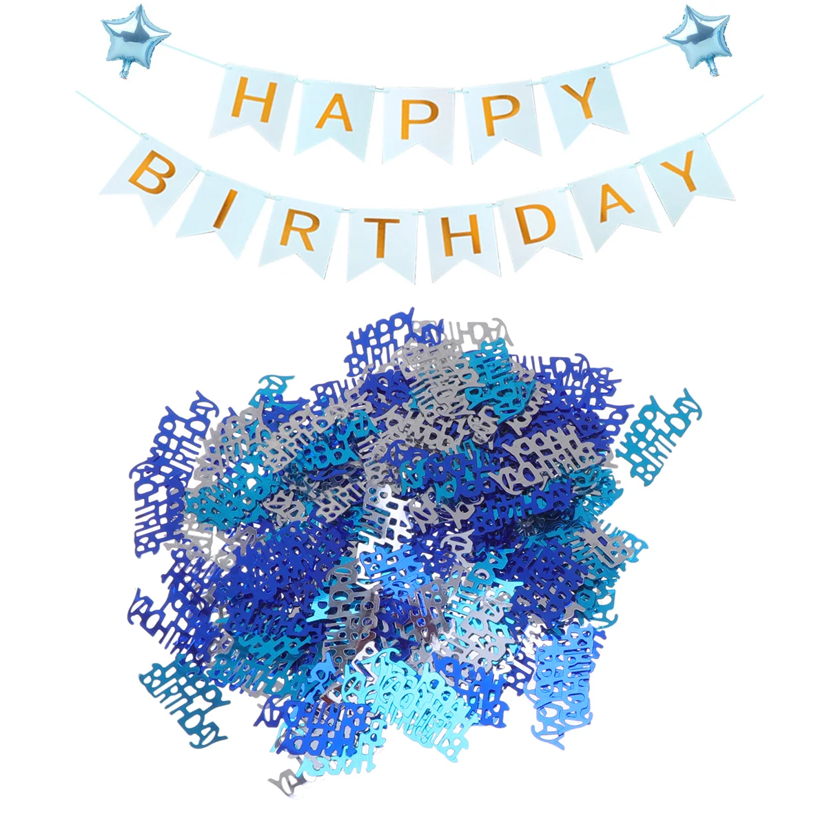 

1 Pack 15g Happy Birthday Confetti Table Decoration Confetti Birthday Party Supplies (Blue + Silver)