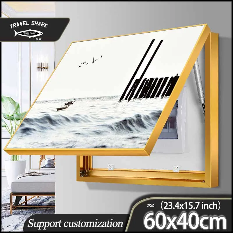 

Travel Shark Decoration Painting Home Decor Art Poster With Frame Electric Panel Cover Hydraulic Push-Pull Accessories 60x40CM
