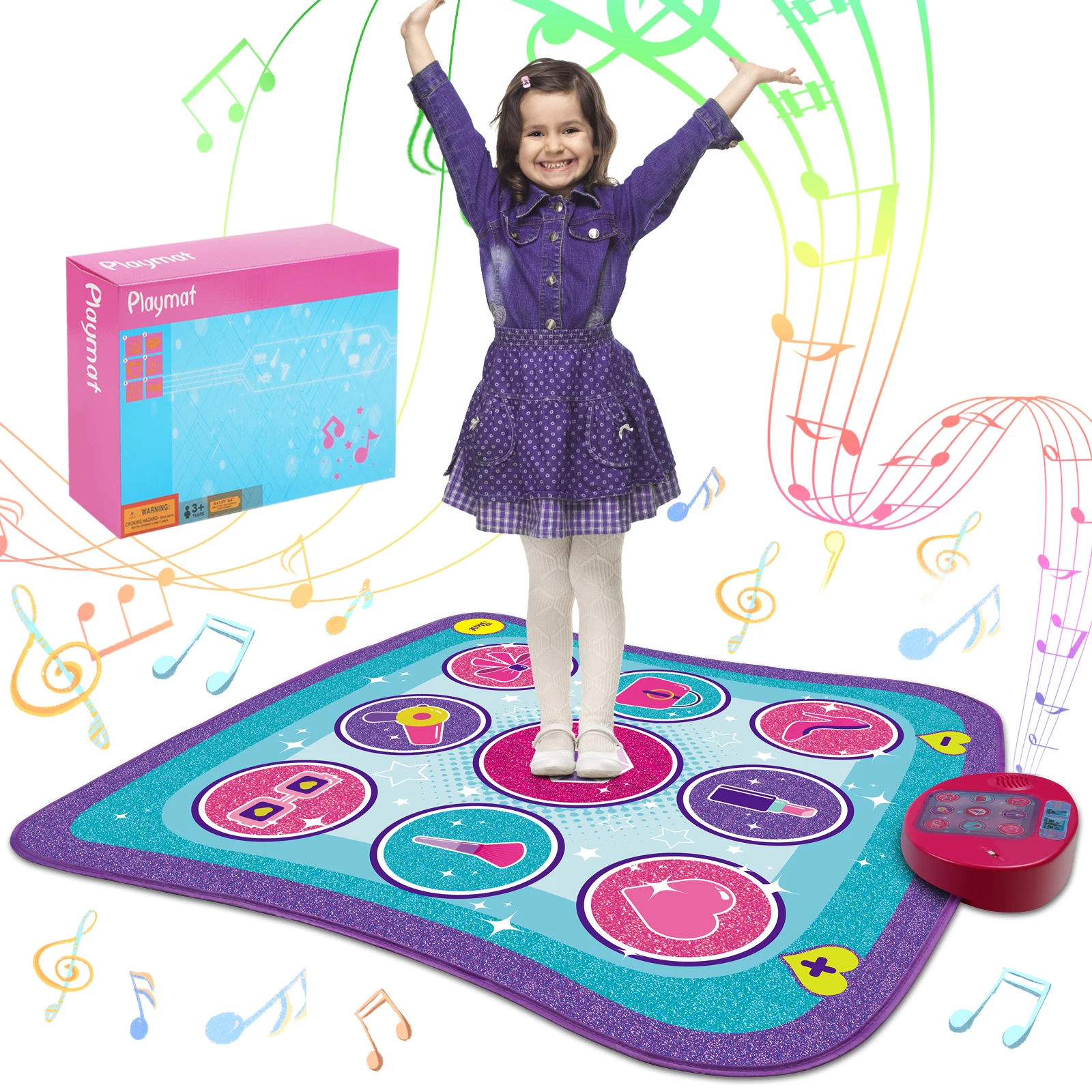 Dance Mat, Gifts Toys for Girls 3 4 5 6 7 8 Years Old, Frozen Theme Toys, Dance Pad with 7 Game Modes, 5 Challenge Levels