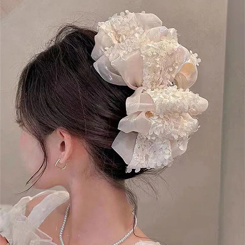 

New Multi-layer Oversized Floral Bow Tie Grab Clip Hairpin Hair accessories Gift Drop Shipping