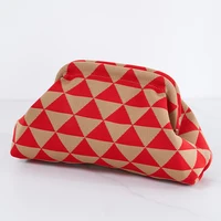 Summer Beach Clutch Bag Women Woven Crochet Handbags Purses Knitting Dumpling Clutch Ruched Cute Cloud Casual Colorblock Bag - Image 2