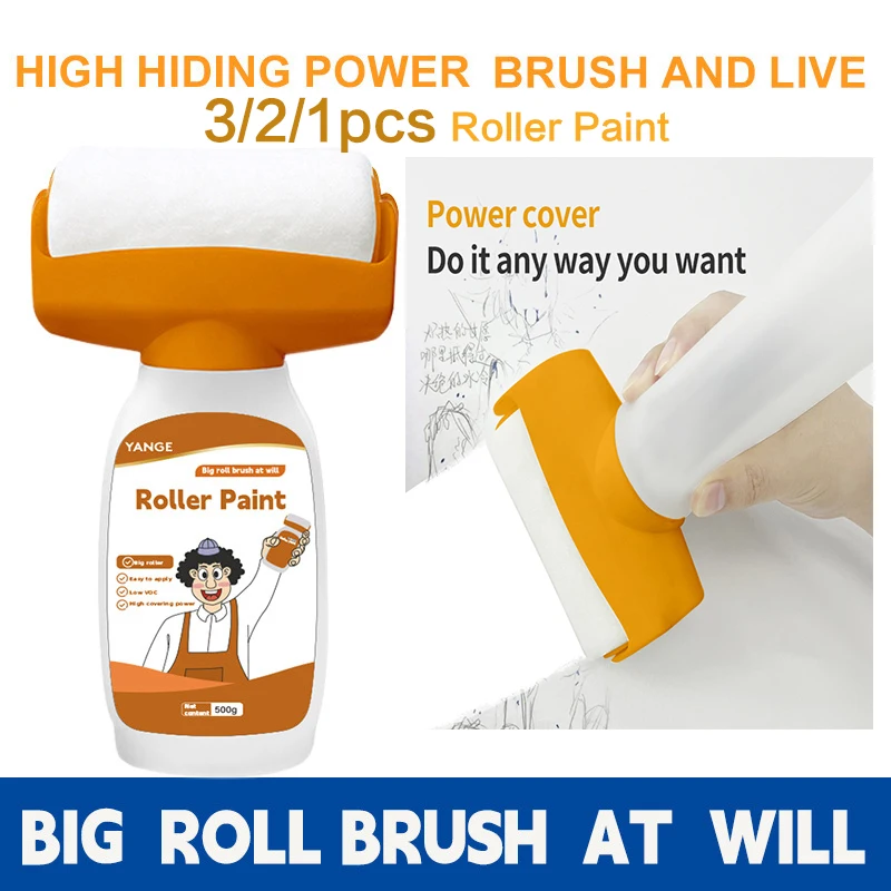 Wall Repair Roller Paint White Water-Based Latex Paint With Roller Brush For Living Room Kitchen Tool DIY House Wall Renovation wall paint wall repair tool