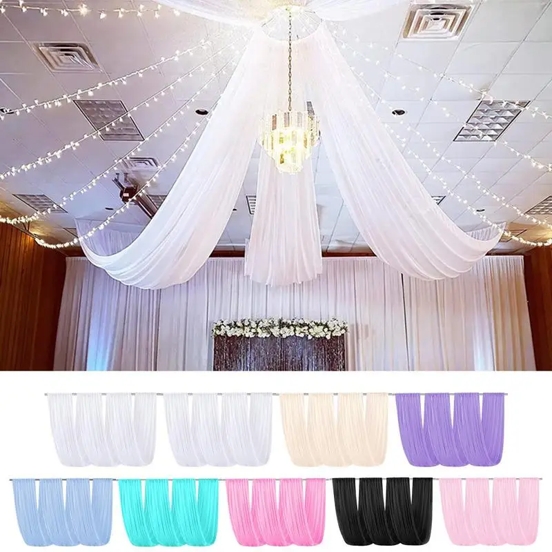 

Wedding Arch Drapping Fabric Sheer Chiffon Backdrop Curtain Drapery Ceremony Reception Swag Hanging Decorationfor Wedding Party
