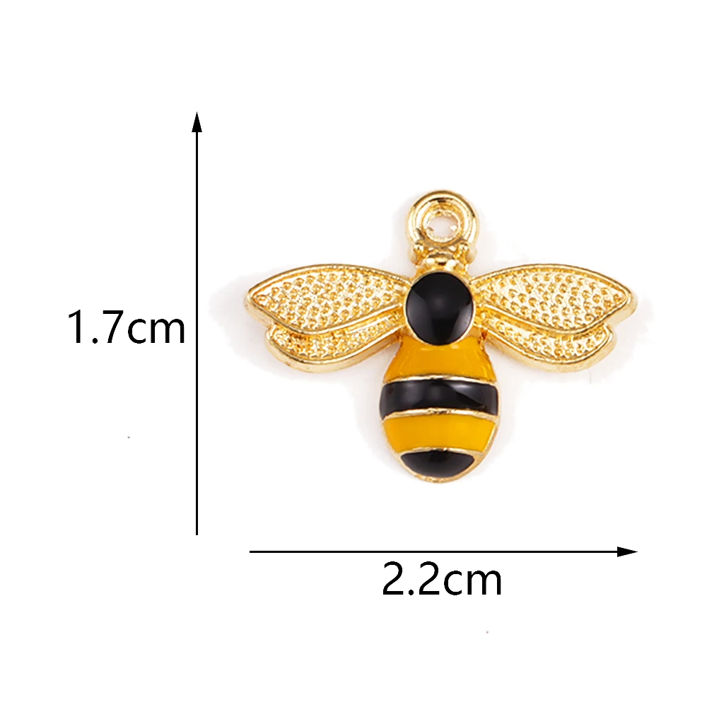 15 Stück schöne gelbe blaue schwarze Emaille Biene Zinklegierung Anhänger Charm für Damen Ohrringe Halskette DIY Schmuckherstellung Zubehör – Detail 2