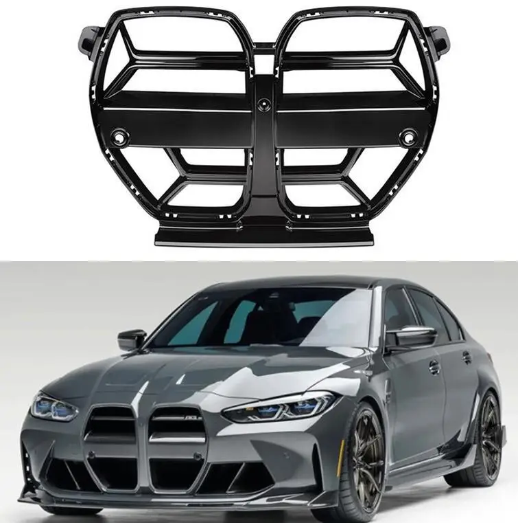 

ABS Black Front Real Bumper Around Mesh Grille Grills Trims Cover For BMW G80 G82 G83 M3 M4 2020 2021 2022 2023