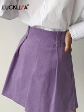 

Lucklisa Purple Mini Skirts Women Hight Waist Ruched Casual Eleagnt Skirts Women Elegant Lady Summer Women Spring Clothing New