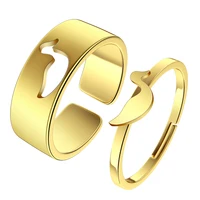 Cute Duck Rings Stainless Steel Waterproof Can Adjustable Punk Jewelry Set Couple Ring for Men and Women Birthday Souvenir Gifts 1