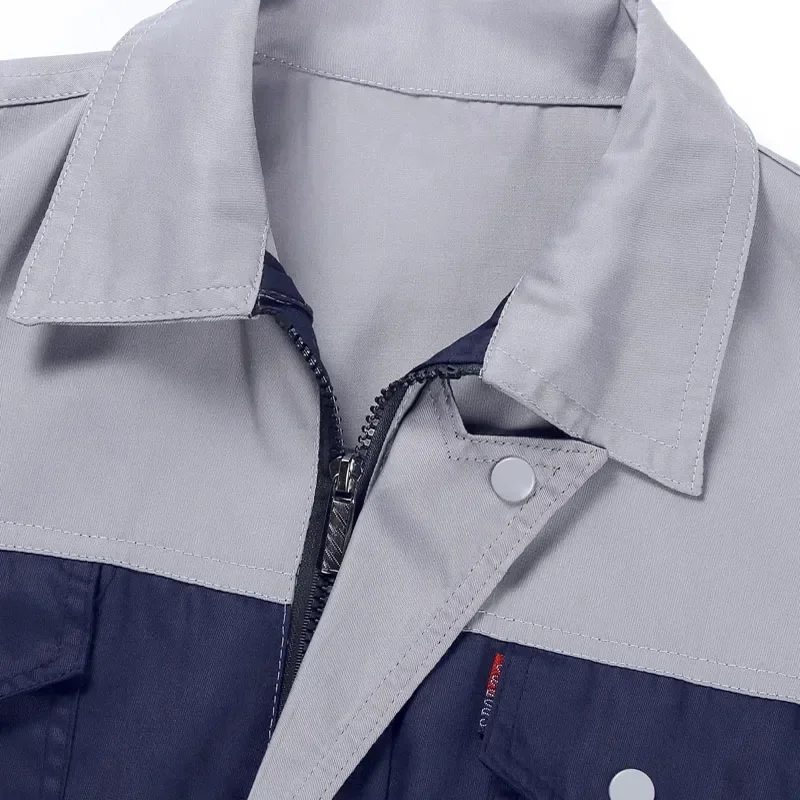 

Costume Workers Mechanic Uniform Jacket Repair Mens Zipper Shirt Workshop Workwear Work Clothes Sleeve With Pocket Factory Short