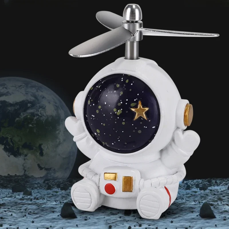 Motorbike MTB Scooter Handle Decoration Creative Astronaut with Bandage Cycling Accessories Spaceman with Rotatable Propeller- bicycle accessories