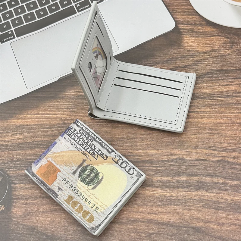 Humorous 100 Dollar Pattern PU Leather Wallet - Unique Gift