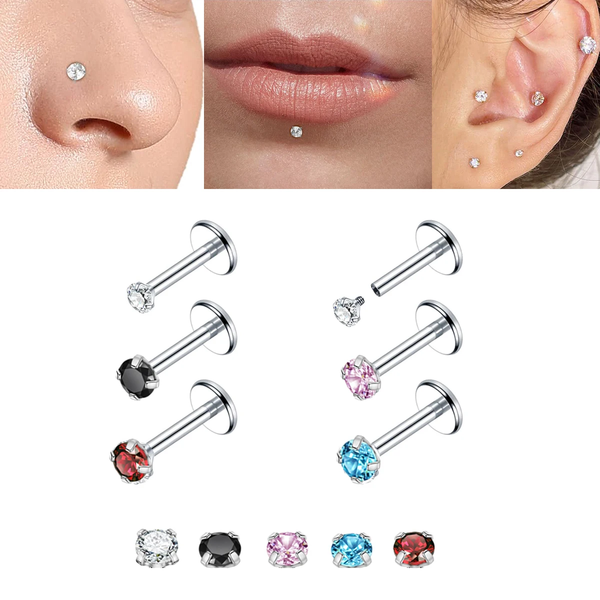 KALVICA 12 Pezzi Piercing Orecchio: Tragus, Helix, Cartilagine, Oro E Argento