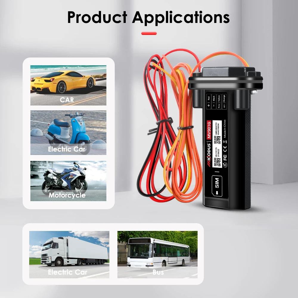 MiCODUS New GPS Tracker 4G MV901G Remote Cut Off Fuel GPS Waterproof and Dust Resistant Tracking Device Lifetime Free APP