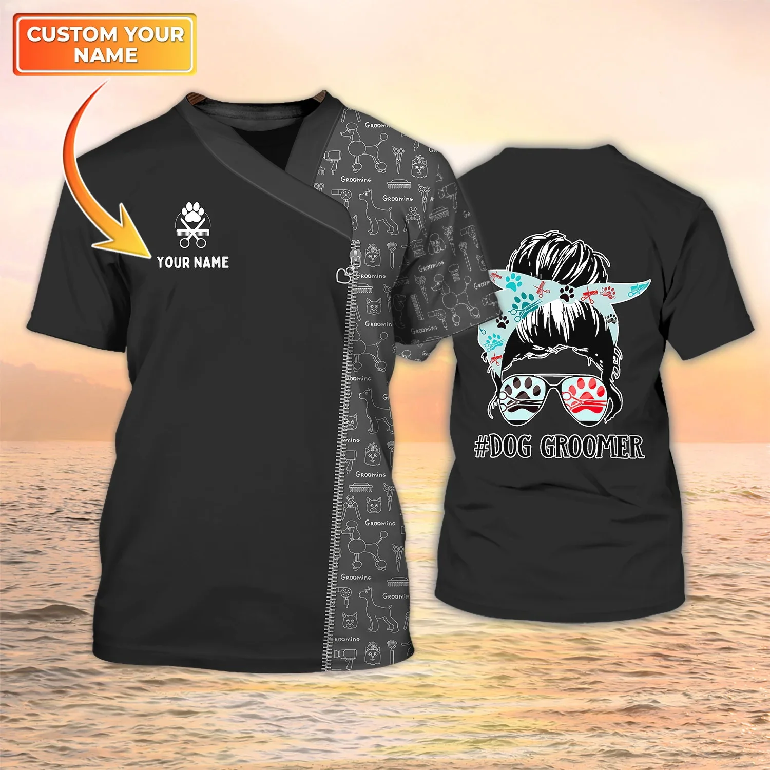 Neueste Sommer Mode männer T-shirt Hund Groomer Personalisierte Name 3D Gedruckt t-shirt Unisex Casual Tops Pet Groomer Uniform DW149 – Detail 10