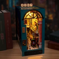 DIY Book Nook Wooden Miniature Model Kit Chinese Street View Oriental Tales Bookend 3D Puzzle Bookshelf Home Decor Friends Gifts 2