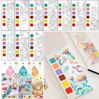 20 Sheets Portable Children Watercolor Painting Book Paint With Water Kids Gouache Graffiti Picture Coloring Drawing Toys Gifts 1