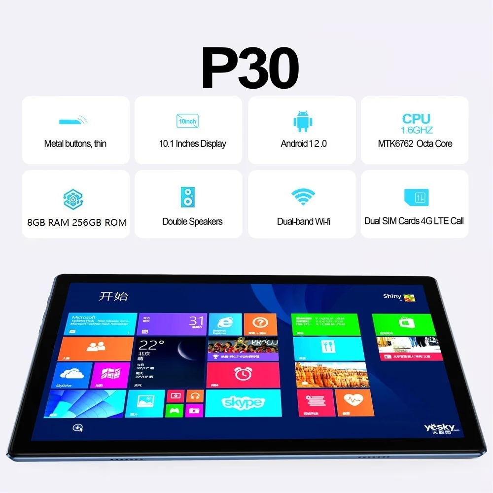 BDF P30 New 10.1 Inch Android Tablets Octa Core 8GB RAM 256GB ROM 4G LTE Network AI Speed-up Tablet PC Dual SIM Dual Wifi Type-C