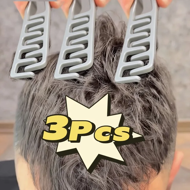 3Pcs Men Plastic Hair Comb, Minimalist Grey Styling Comb, Portable Pocket Comb, For Daily Business Travel Office Use 1
