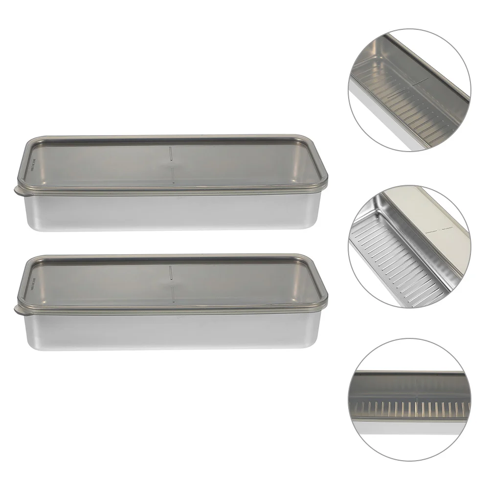 

2pcs Stainless Steel Sealed Box with Lid Food Container Food Storage Box Fridge Box