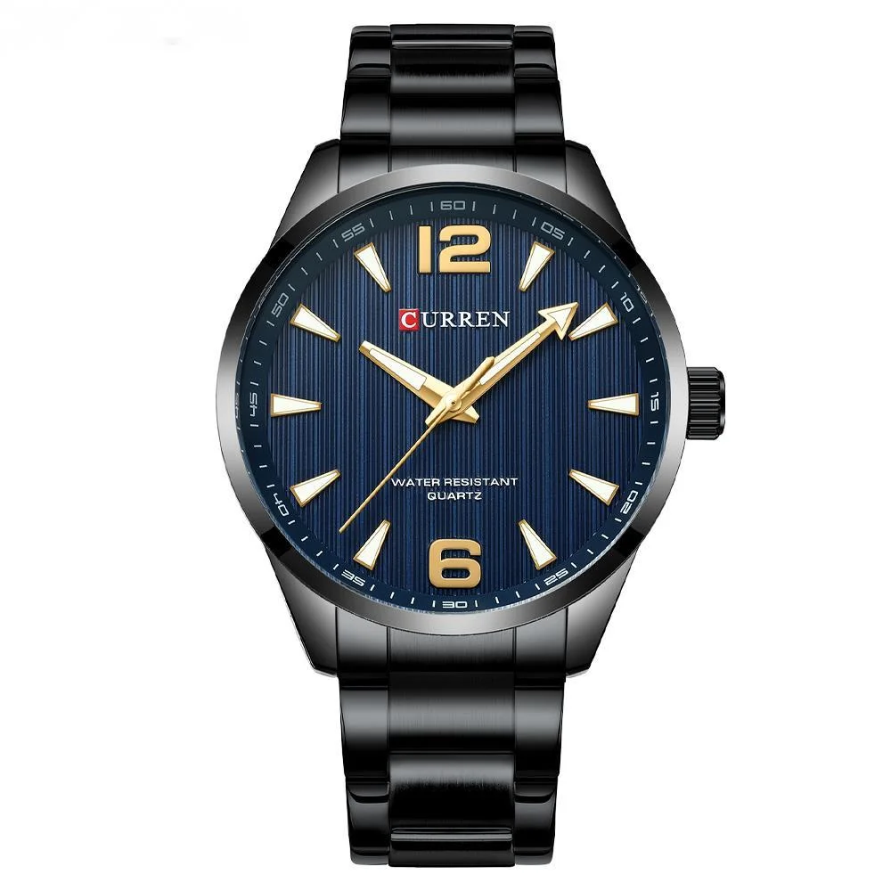 Quartz Watch Men's Stainless Steel Strap Watch Leisure Business Simple Quartz Glow Waterproof Watch Men's Reloj Hombre 8434