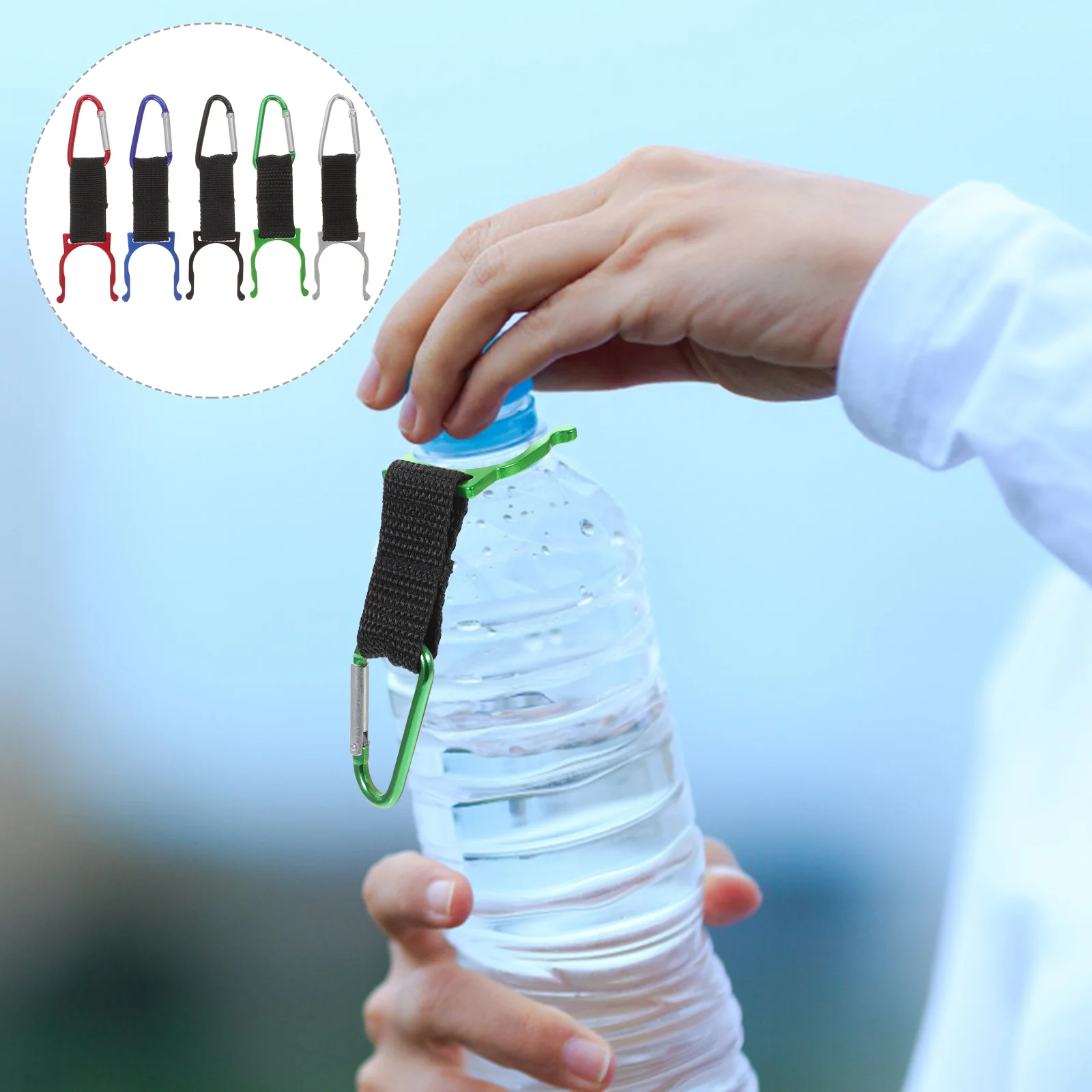 

10pcs Bottle Holder Strap D-shaped Hanging Buckle Portable Waterbottle Holder Mineral Waterbottle Clip for Camping Hiking