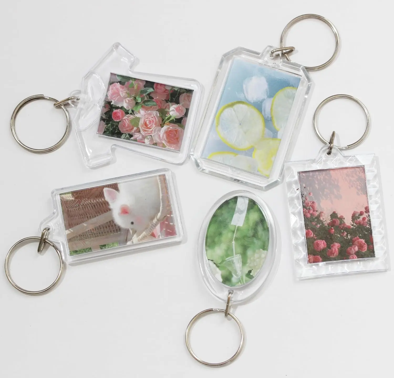 5 stücke Blank Foto Rahmen Schlüsselbund Klar Acryl Schlüsselring Basis Einsatz Foto Split Schlüssel Anhänger DIY Schlüssel Halter Paar Jahrestag geschenk – Detail 4