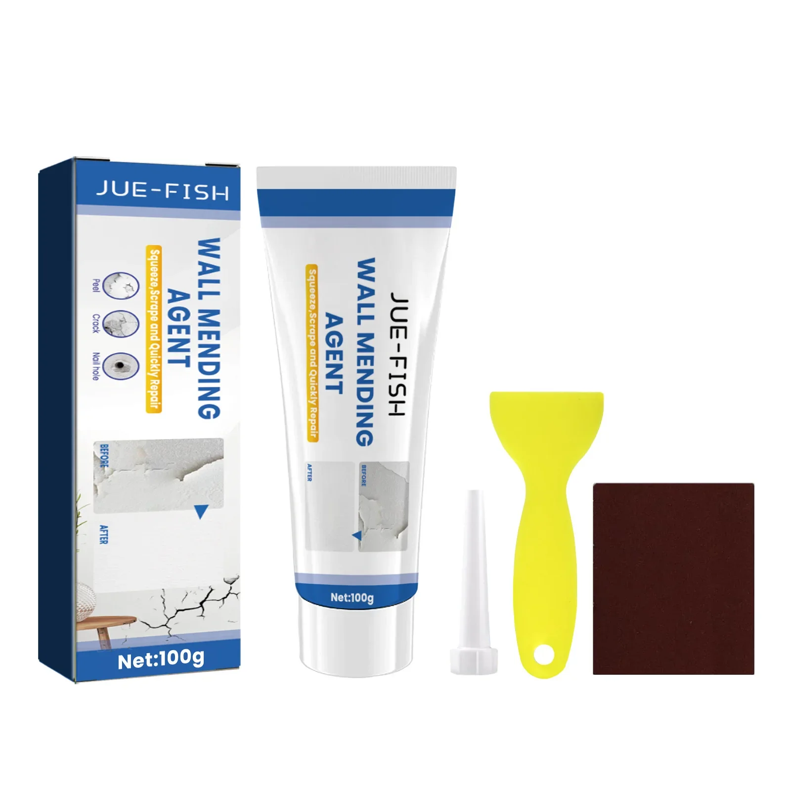 100g Wall Mending Agent Wall Repair Cream With Scraper Paint Valid Mouldproof Crack Nail Quick-Drying Patch Restore