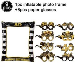 Elegant Gold & Black 40th Birthday Celebration Decor Set - Paper Banner & Balloons (Pink)
