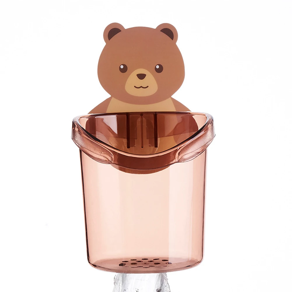 1pc Bear Storage Cup Wall Mount Toothbrush Toothpaste Cup Holder Case Bathroom Accessories