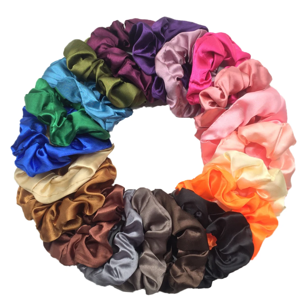 Scrunches In Seta Satinata Per Capelli, Confezione Colori Misti, Elastici Morbidi