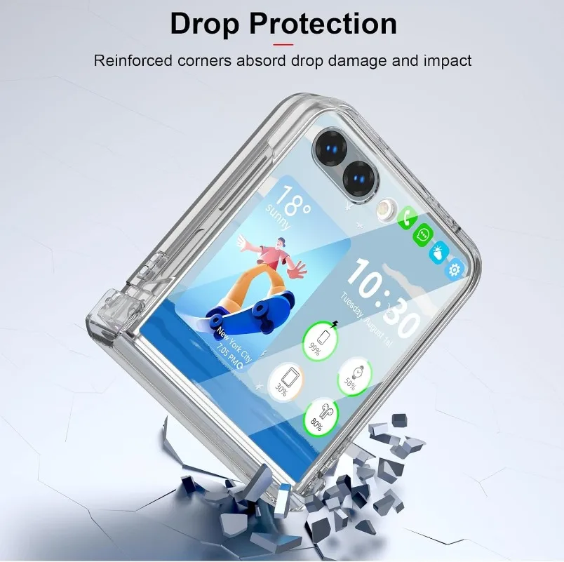 Luxury 3-in-1 Hinge Protection Transparent Case, Shockproof PC TPU Armor Cover