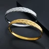 JOVO LOVE Trendy Woman's Stainless Steel Leaf Stripe Bangle Metal Texture Bracelet Allergic Proof Hand Decor Individual Jewelry 1