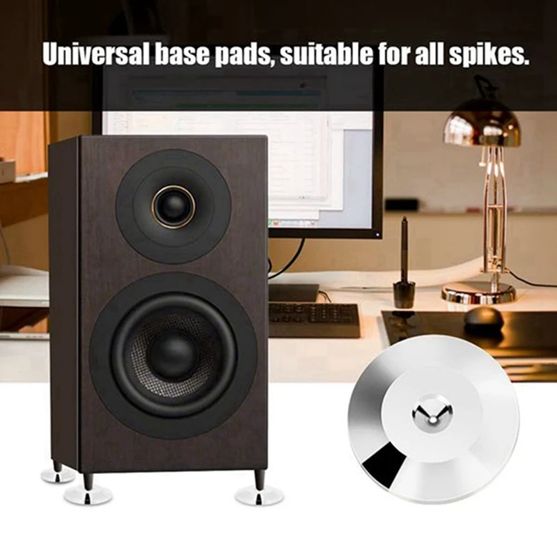 16 Pcs Speaker Pure Copper Spikes Pads Hifi Speaker Box Isolation Floor Stand Feet Cone Base Shoes Pad (Black)