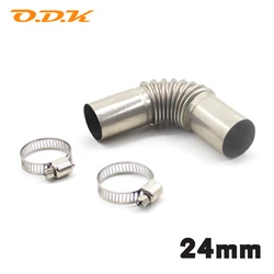 24mm Elbow Pipe Air Parking Heater Exhaust Pipe Outlet Connector w/Clamps Bracket For Webasto Eberspaecher Air Diesel Heater