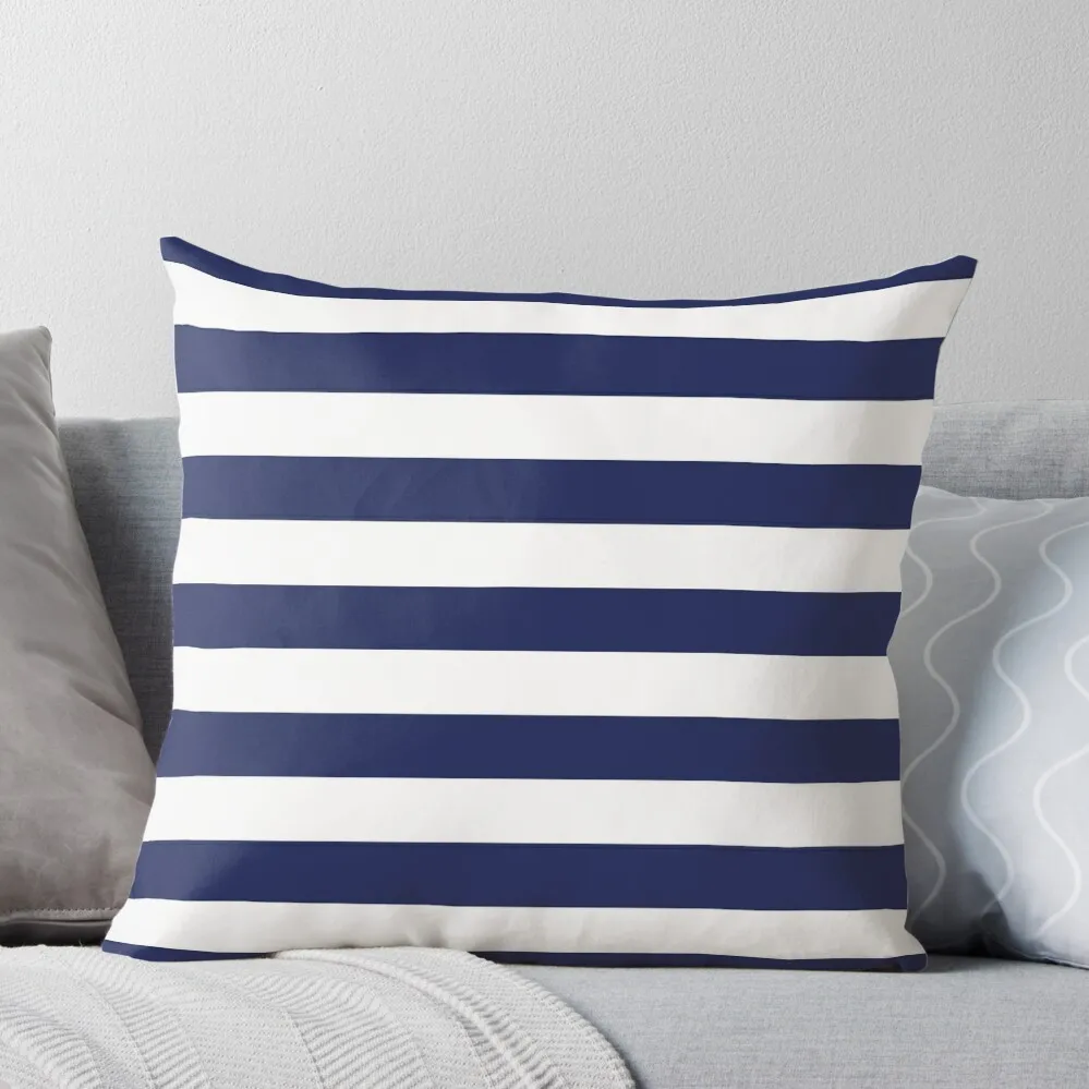 

Navy Blue and White Stripes Throw Pillow New year Cushions