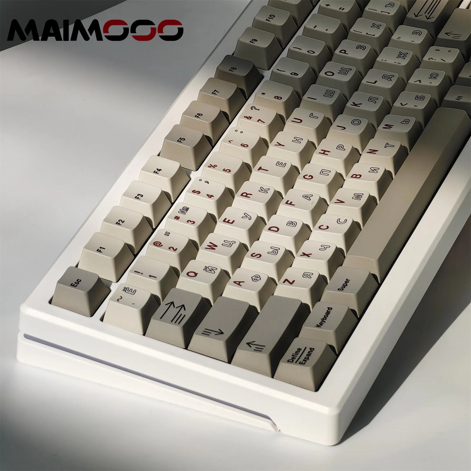 Maimooo-teclado Mecânico Simples Branco Keycaps 145 Chaves Textura Material Pbt Faça Você Mesmo Keycaps Periféricos Cereja Russo - Imagem 2