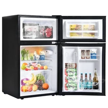  Two-Door Mini Refrigerator 3.2Cu.Ft, Freestanding  Fridge with Freezer for Bedroom Office or Dorm, Reversible Door, 7-Level 