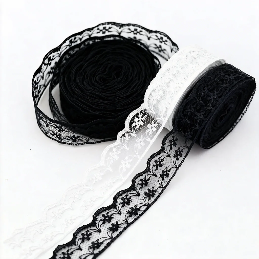 (10 야드/롤) 2.25cm 흰색 레이스 fabWebbing 장식 사랑스러운 선물 포장 면 소재