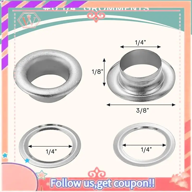 Upgraded Grommet Tool Kit Grommet & Washer Kit 500Pcs, 2 Grommets Kit, Suitable For Leather Bags Banner