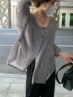 Cardigan femme nouveau col en v à manches longues femme chemise femme pulls Protection solaire femme haut printemps été tricoté Cardigan 4