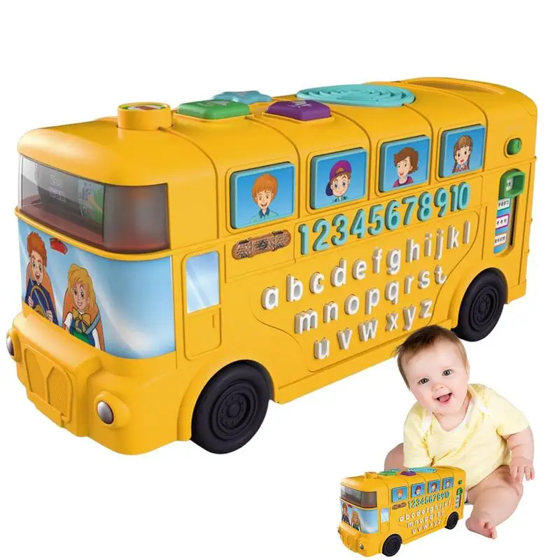 

School Bus Toy Play Bus With Music And Light Teaching Aids Montessori Early Education Toys For Preschool Girls Boys Learn