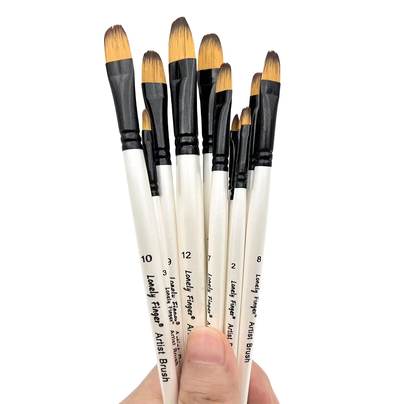 12pcs Filbert Paint Brushes Professional Nylon Hair Fine Tip Paint Brush Set Artist Acrylic Brush for Acrylic Watercolor Oil 3