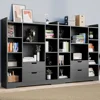 Bookshelf, 4-Tier Open Shelf Bookcase with 2 Drawers and 10 Cubes, Wood Cube Storage Organizer Shelf, 39.4" W X 47.2" H 6