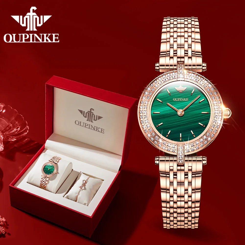 

OUPINKE Luxury New Watches for Women Sapphire Crystal Waterproof Jewelry Quartz Wristwatch Fahion Girls Ladies Bracelet Gift Set